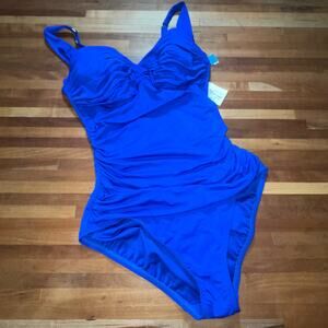 BLEU BY ROD BEATTIE Kore Shirred Bandeau One-Piece Swimsuit blue Size 4